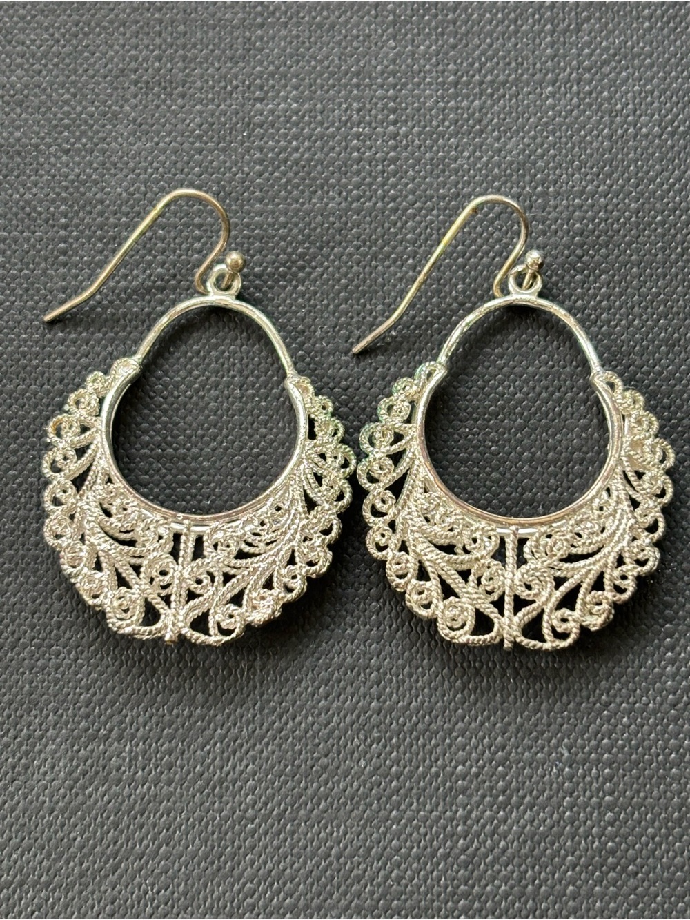 Ornate Silver Filigree Teardrop Earrings - Elegant Women's Jewelry